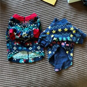 Pair of small dog holiday shirts organic cotton